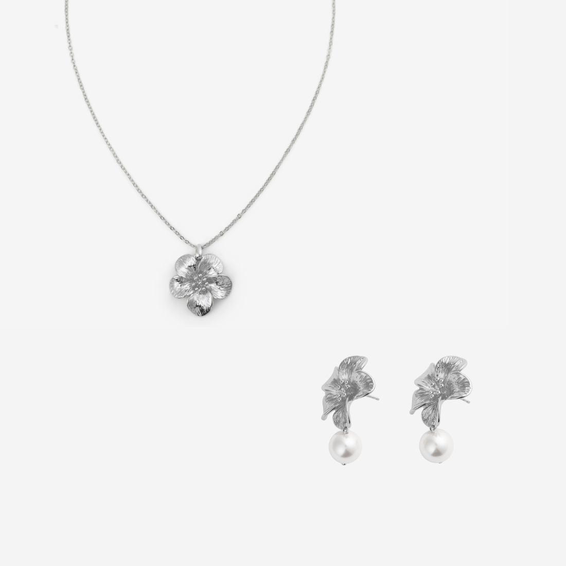 PERLENBLUMEN GESCHENKSET Silber