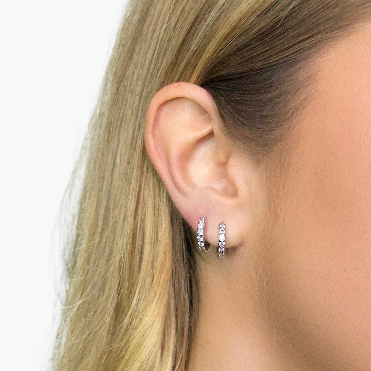 STONE MINI HOOPS Silver