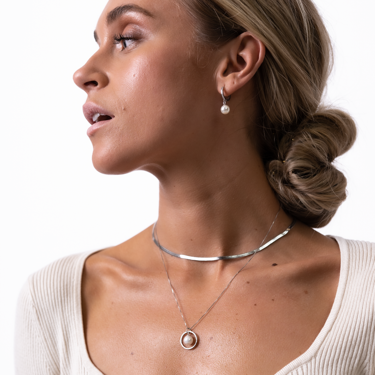 Creolen mit Perlen Silber