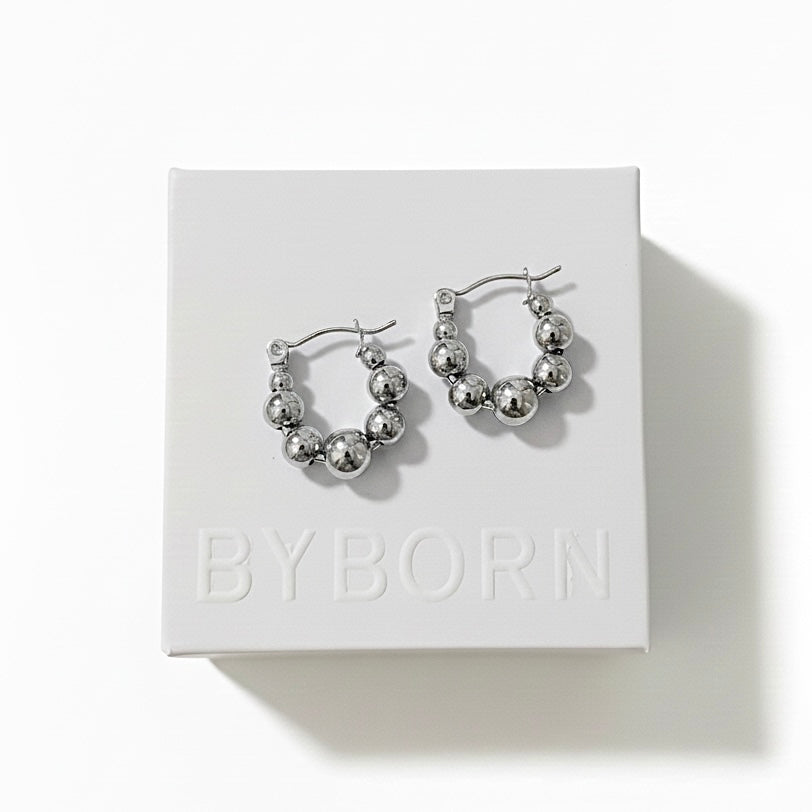 BUBBLE HOOPS EARRINGS Silver