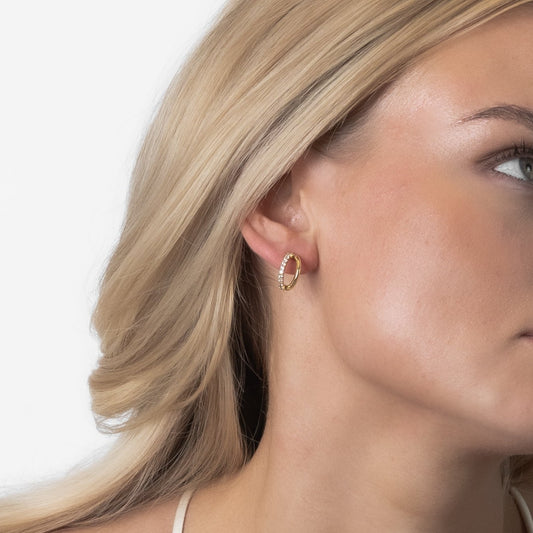 Creolen mit doppeltem Zirkonia Gold