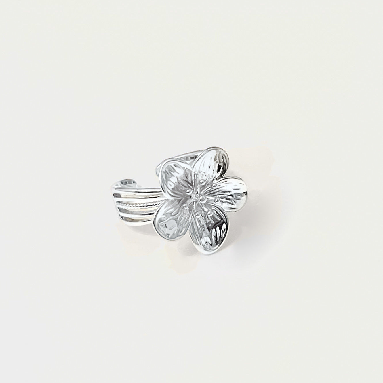 MIDI FLOWER RING Silver