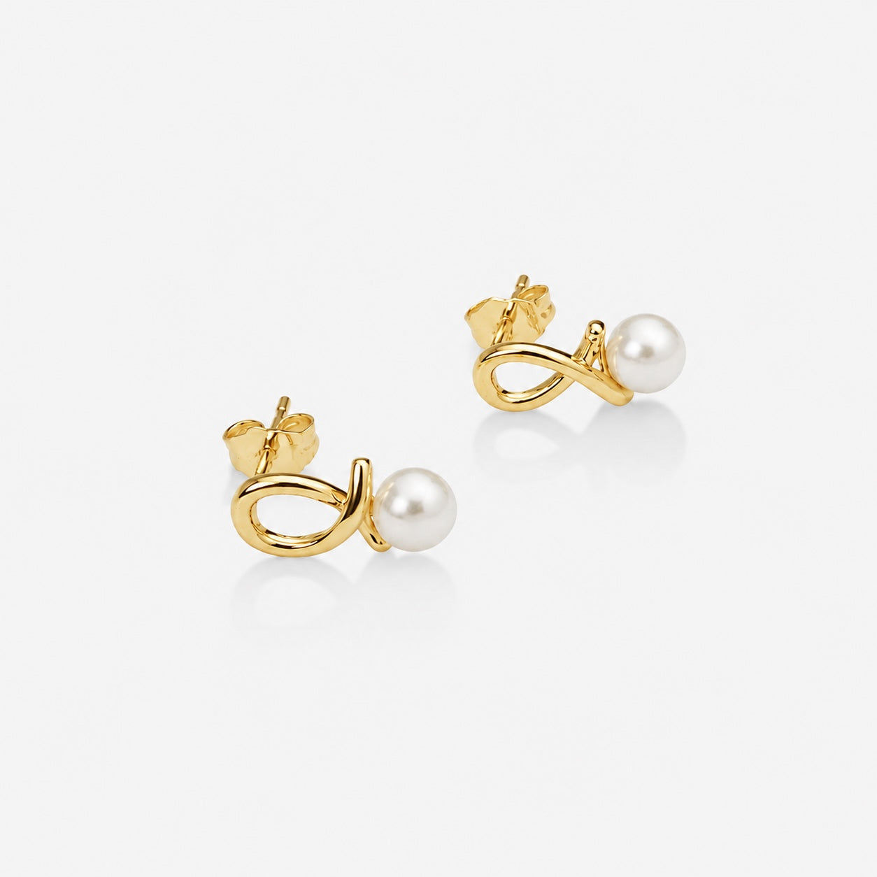 KNOT PEARL STUDS Gold