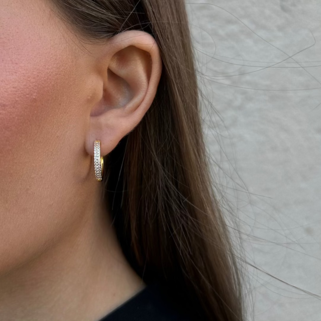 CLASSIC STONE HOOPS EARRINGS Gold