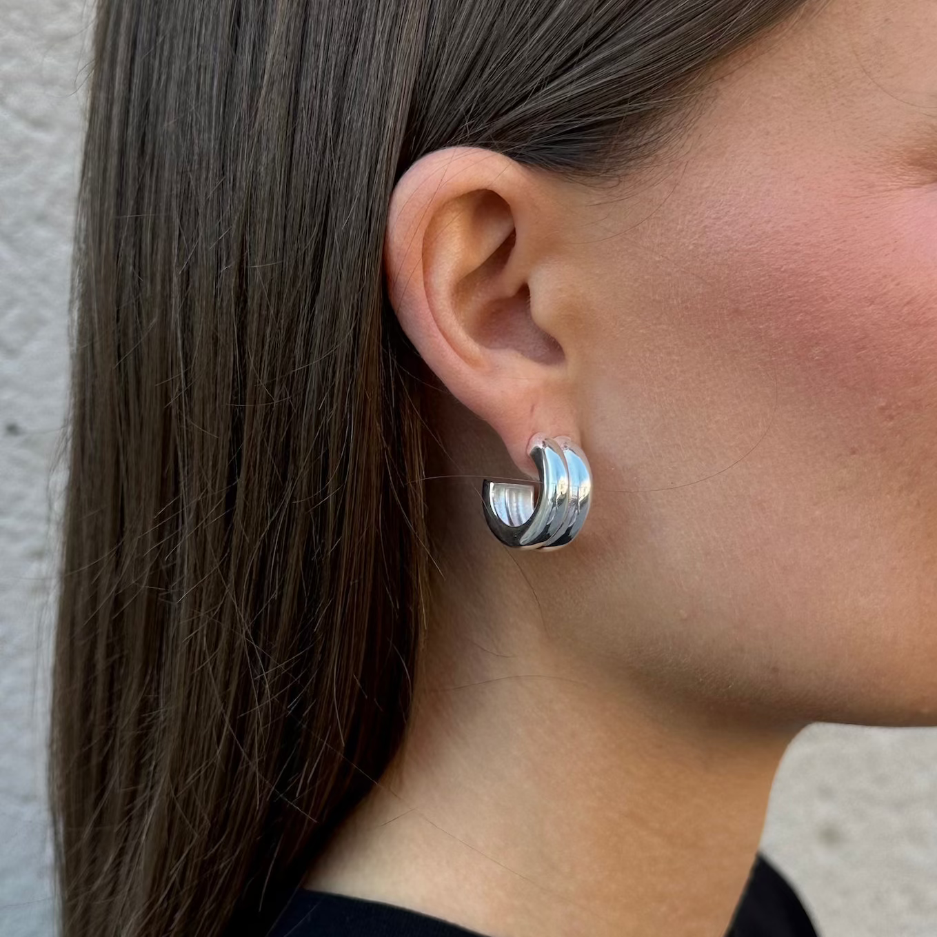 DOUBLE HOOPS EARRINGS Silver