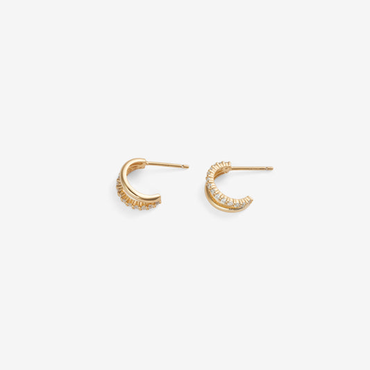 Creolen mit doppeltem Zirkonia Gold