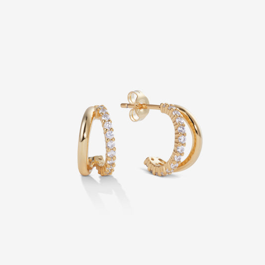 Creolen mit doppeltem Zirkonia Gold