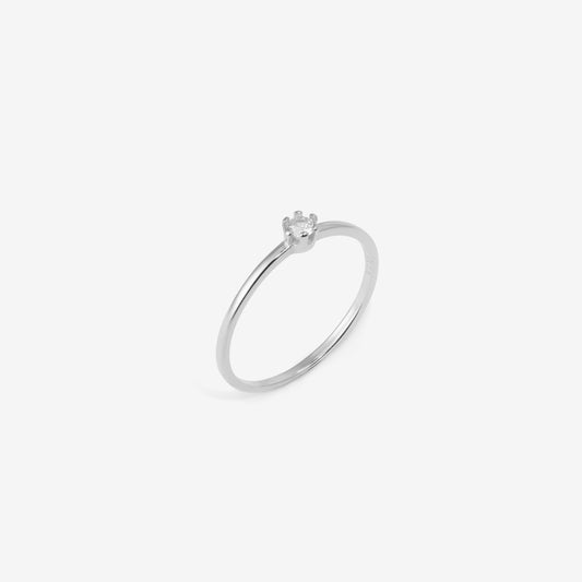 ROUND THIN SOLITAIRE RING Silber