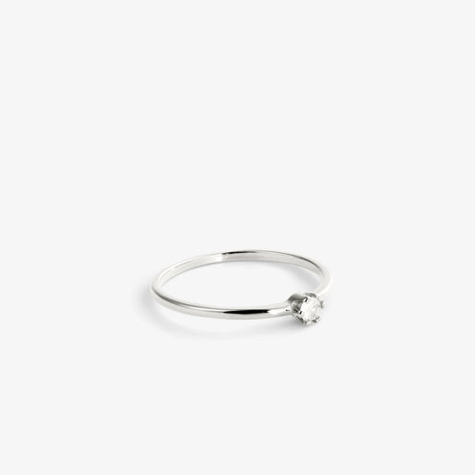 ROUND THIN SOLITAIRE RING Silber
