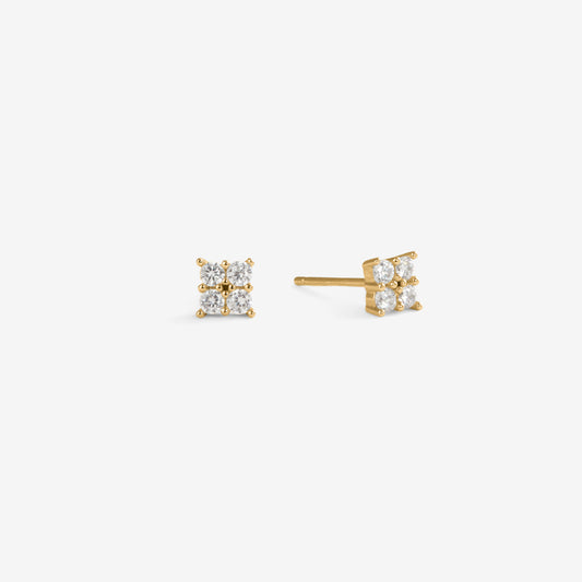 SQUARE ZIRCONIA STUDS Gold