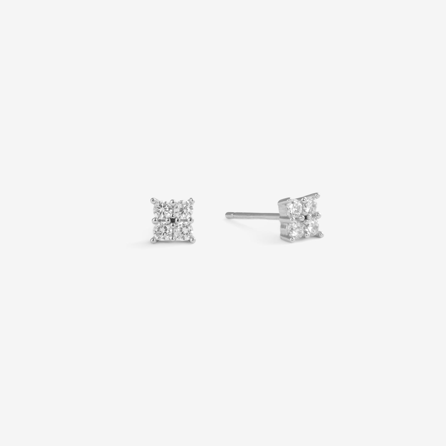 QUADRATISCHE OHRSTECKER MIT ZIRKONIA Silber