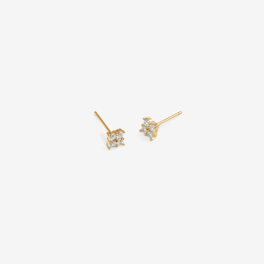 QUADRATISCHE OHRSTECKER MIT ZIRKONIA Gold