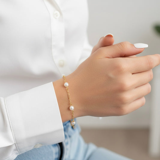 MINI PEARL CHAIN BRACELET Gold