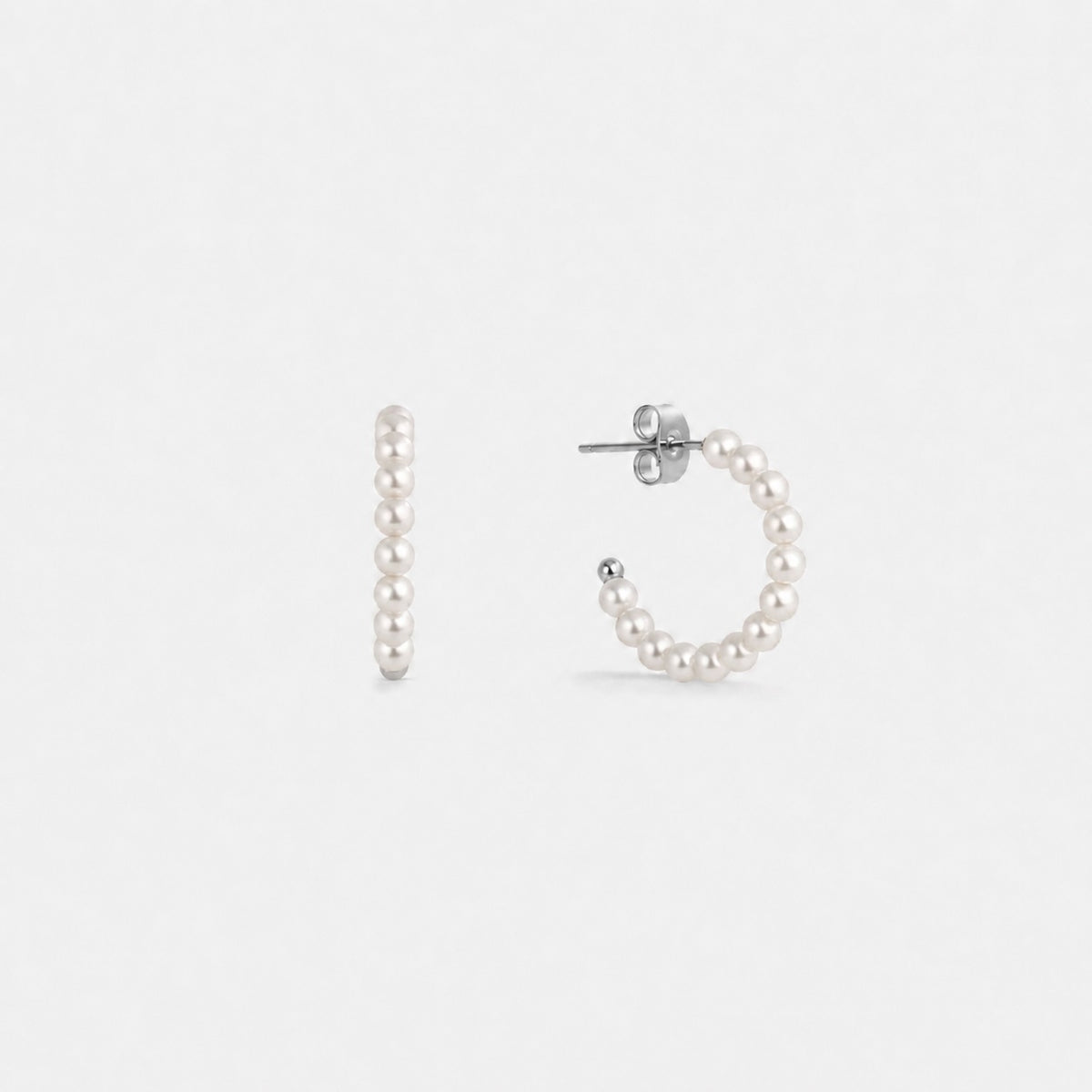MULTI PEARL HOOPS Silver