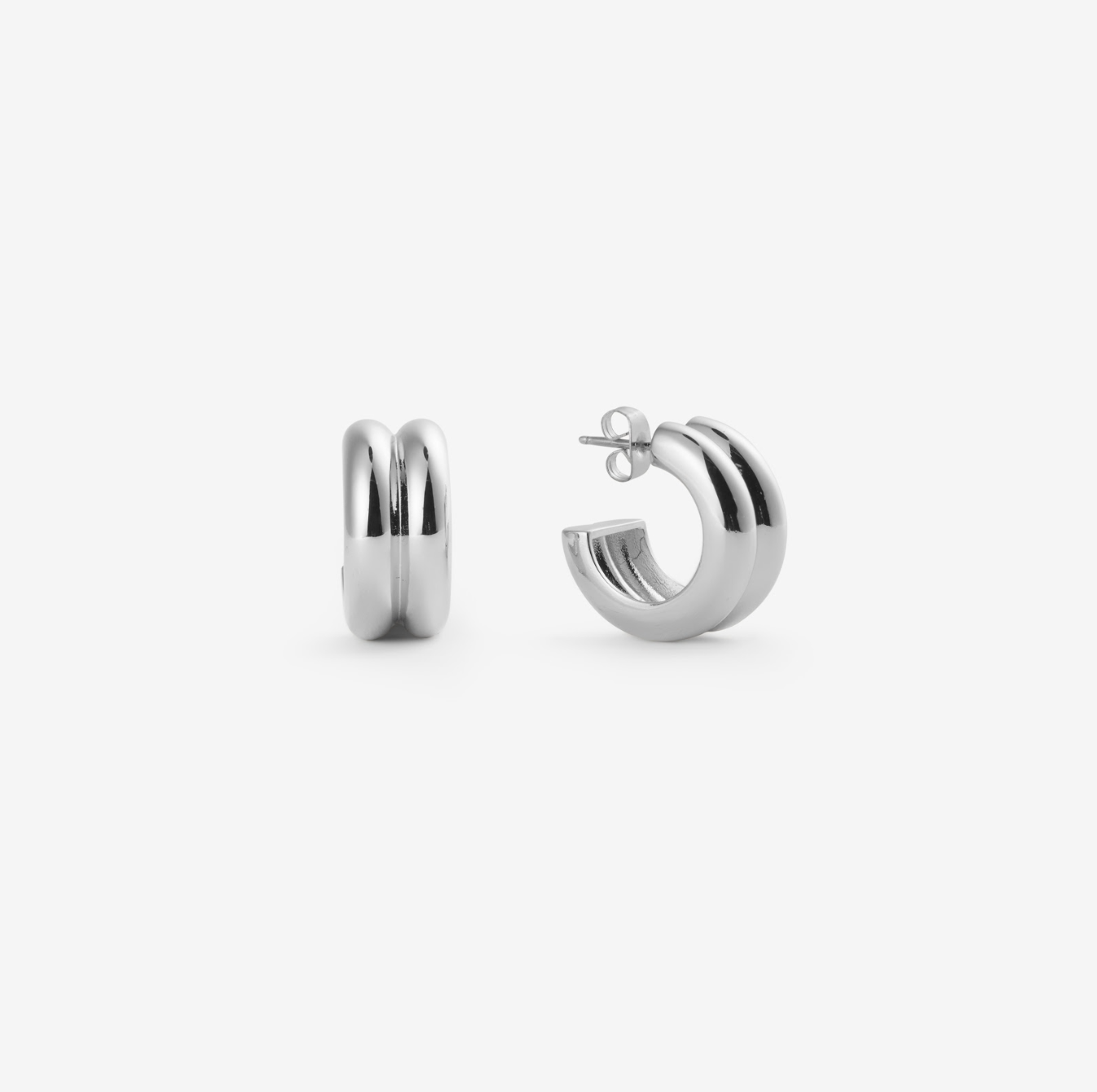 DOUBLE HOOPS EARRINGS Silver
