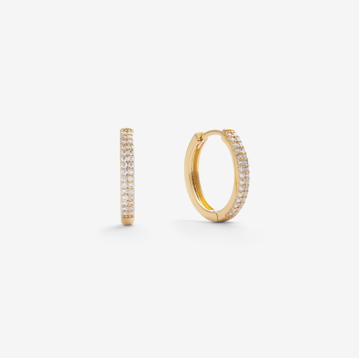 CLASSIC STONE HOOPS EARRINGS Gold