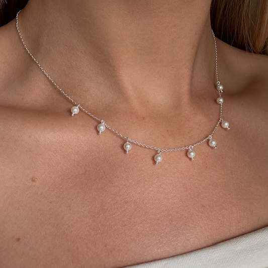 DÜNNE PERLENKETTE Silber