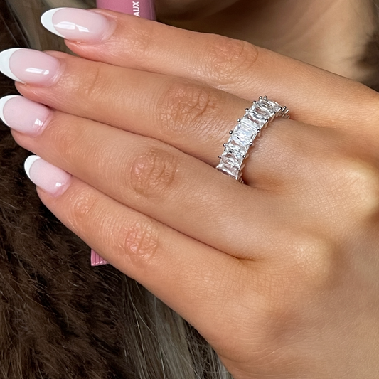 CLEAR BAGUETTE RING Silver