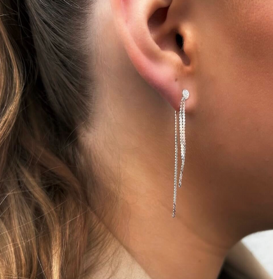 FRONT BACK DANGLE EARRINGS Silver