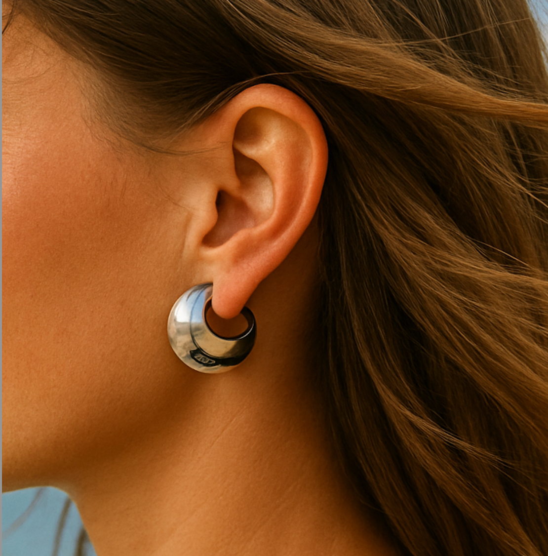 CHUNKY MOON EARRINGS Silver