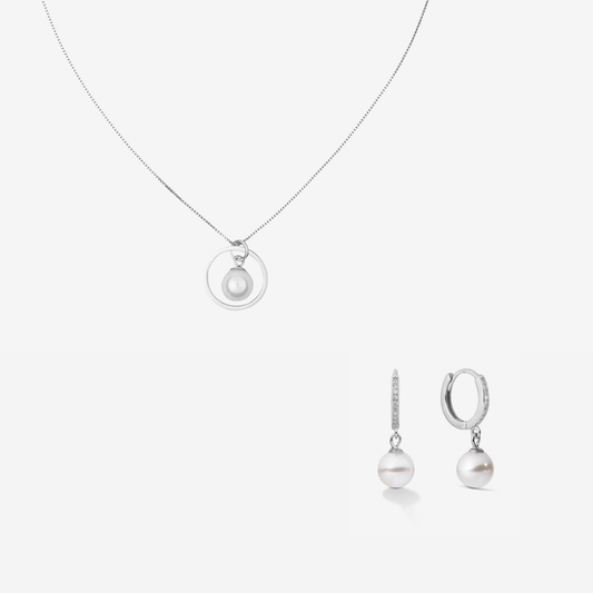 PERLENTROPFEN SET Silber