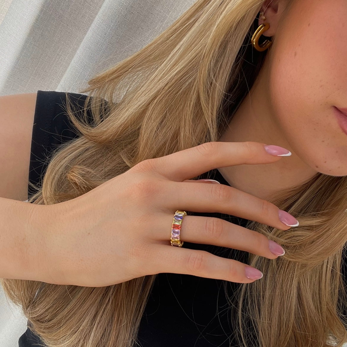 MULTICOLOR BAGUETTE RING Gold