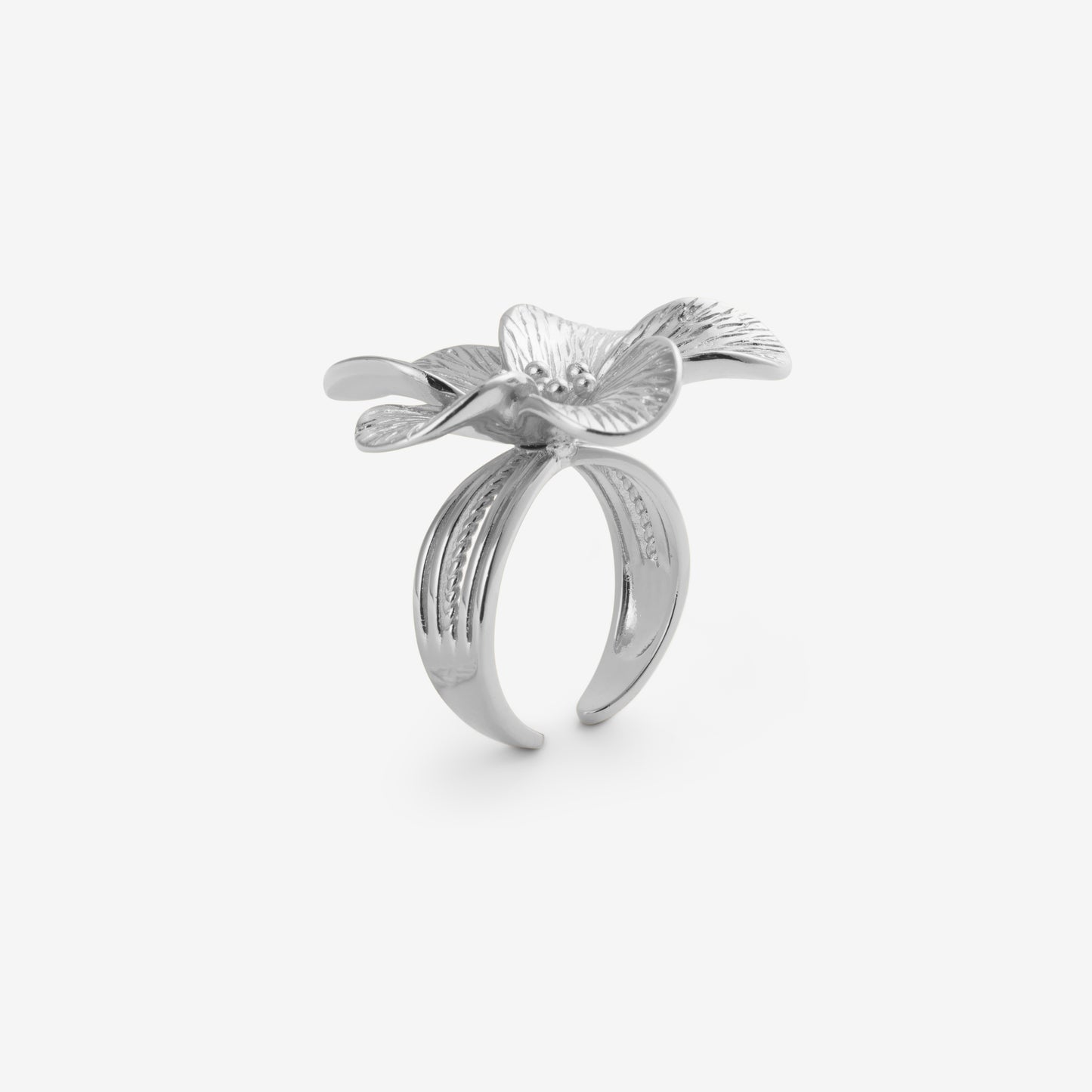 LARGE FLOWER RING Silver