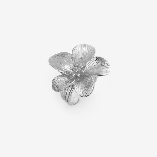 LARGE FLOWER RING Silver