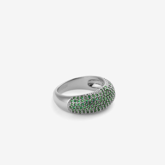 GREEN PAVÉ RING Silver