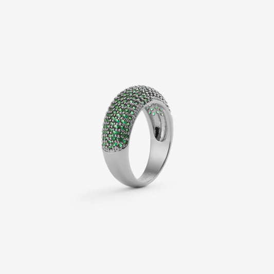 GREEN PAVÉ RING Silver