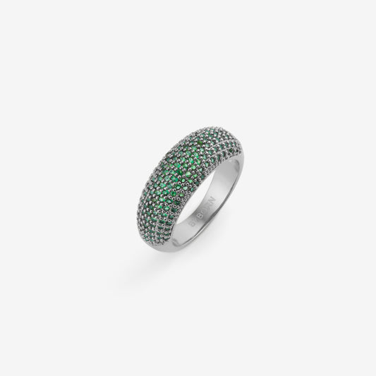 GREEN PAVÉ RING Silver