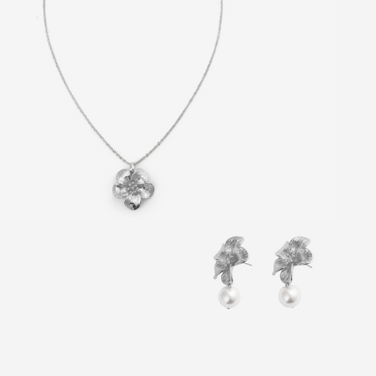 PEARL FLOWER GIFT SET Silver