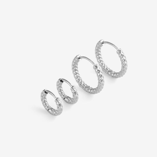 TEXTURED HOOPS Silver