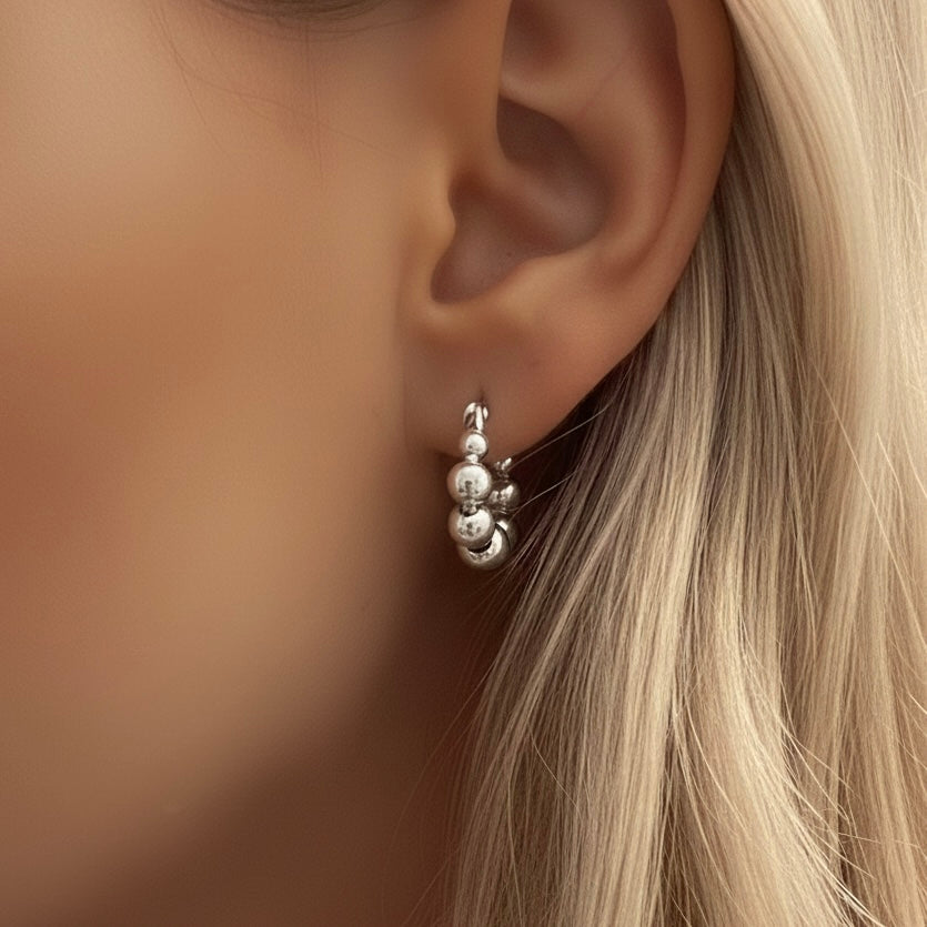 BUBBLE HOOPS EARRINGS Silver