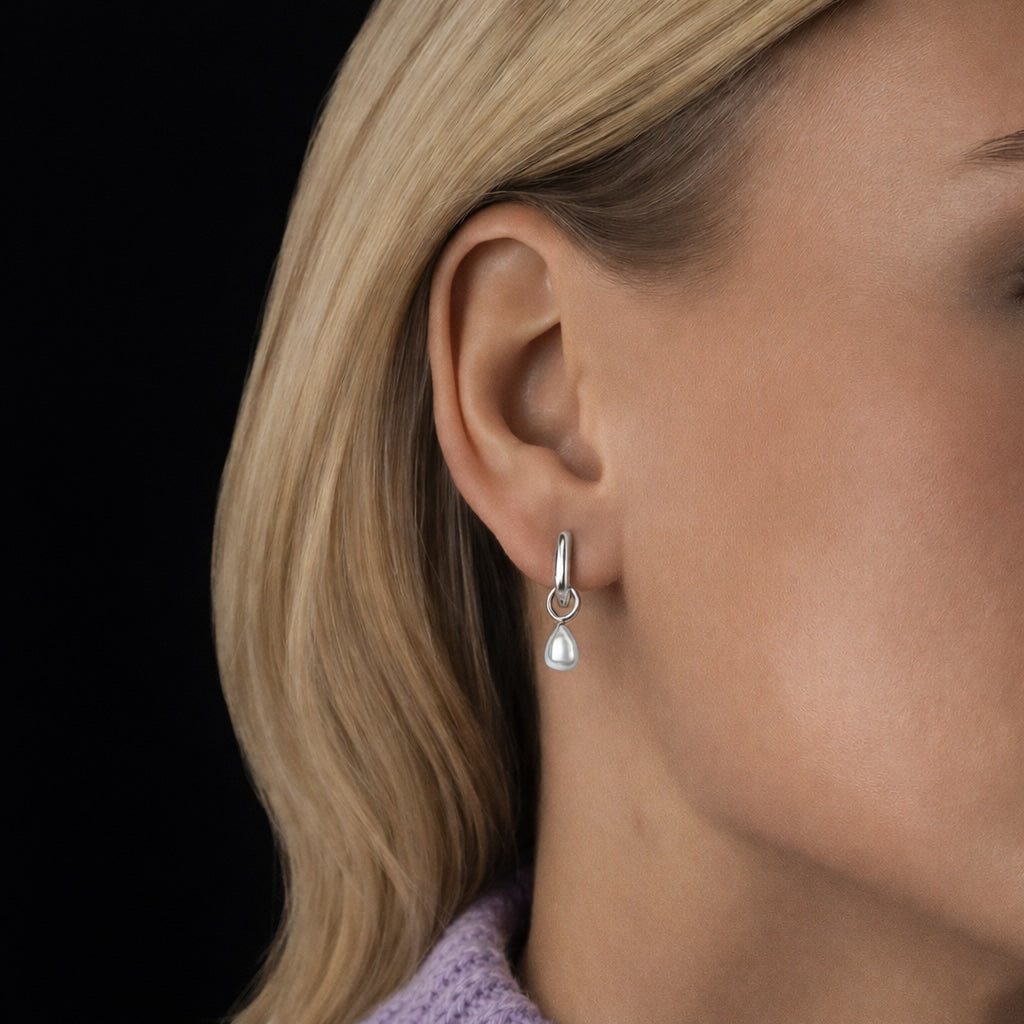 DEWDROP PEARL EARRINGS Silver