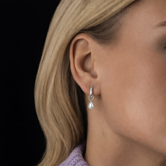 DEWDROP PEARL EARRINGS Silver