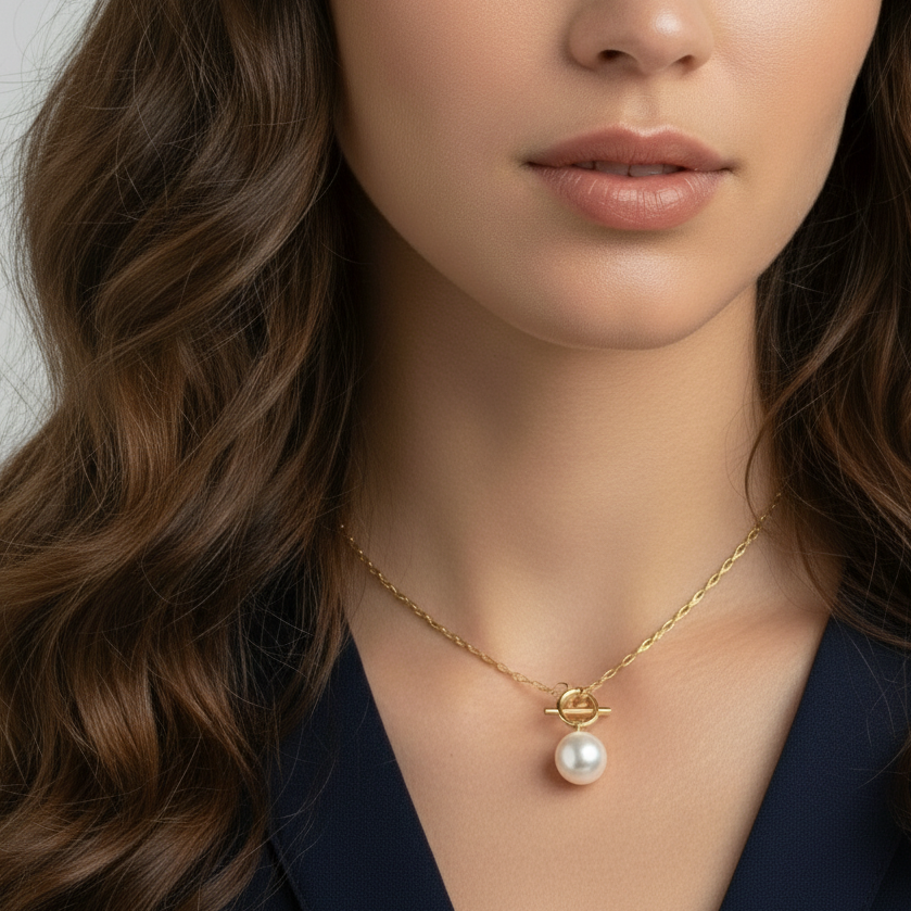 BOLD PEARL NECKLACE Gold