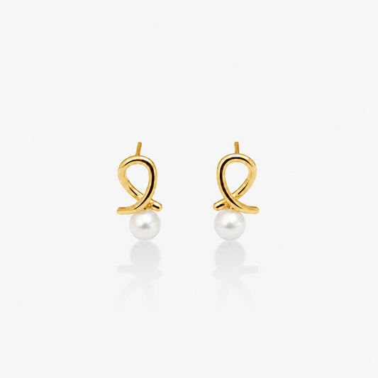 KNOT PEARL STUDS Gold