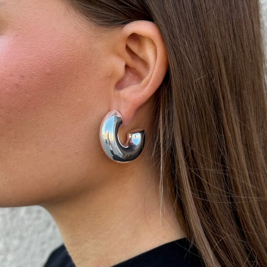 HALF BOLD HOOPS Silber