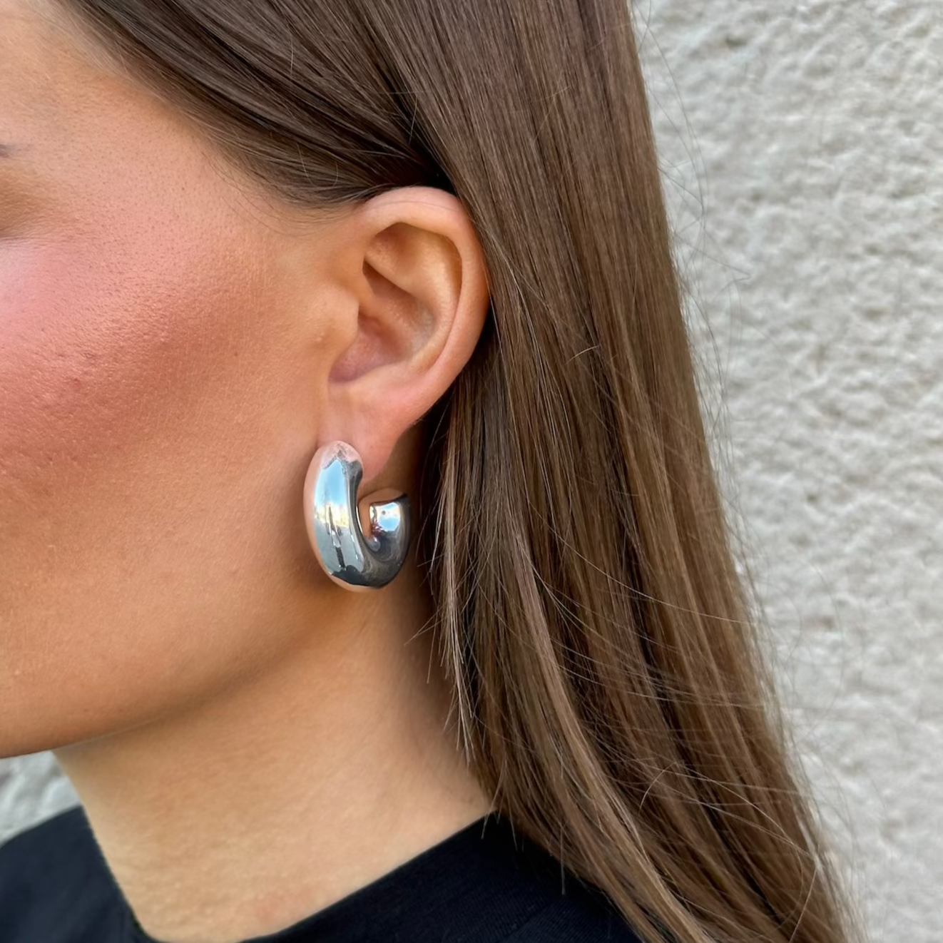 HALF BOLD HOOPS Silver