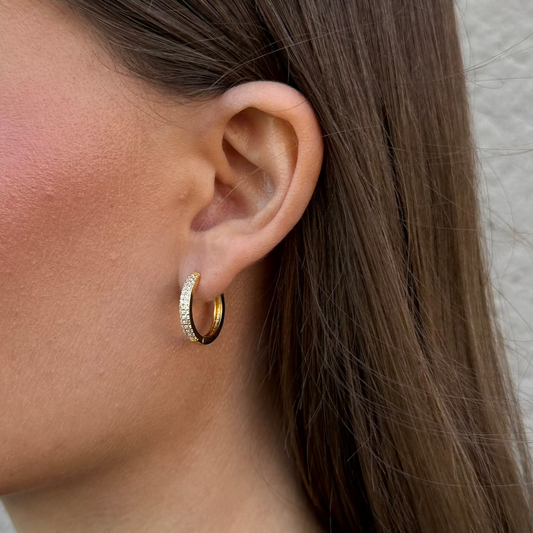 CLASSIC STONE HOOPS Gold