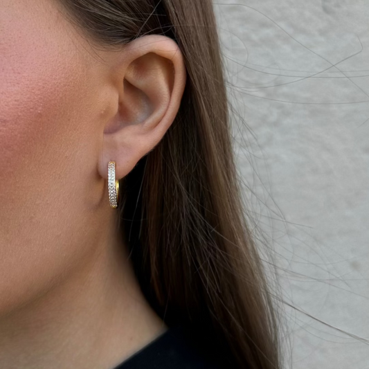 CLASSIC STONE HOOPS Gold