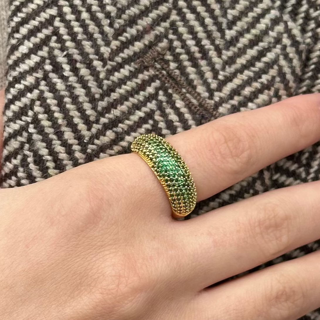 GREEN PAVÉ RING Gold