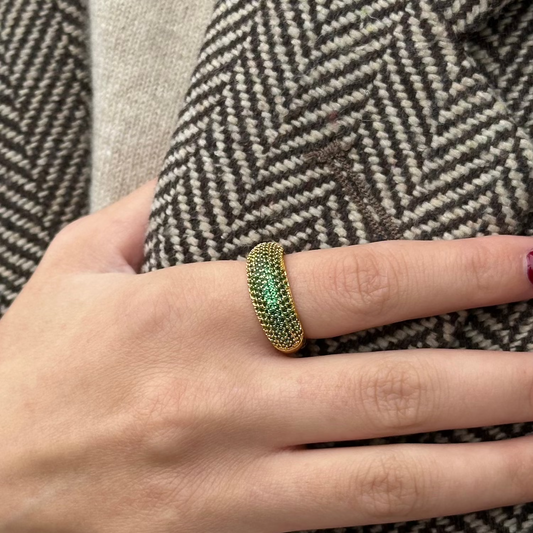 GREEN PAVÉ RING Gold