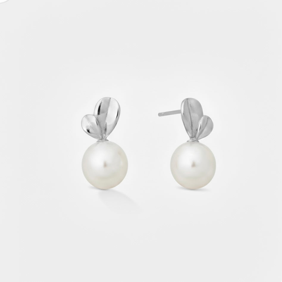 PEARL LEAF EARRINGS Silver