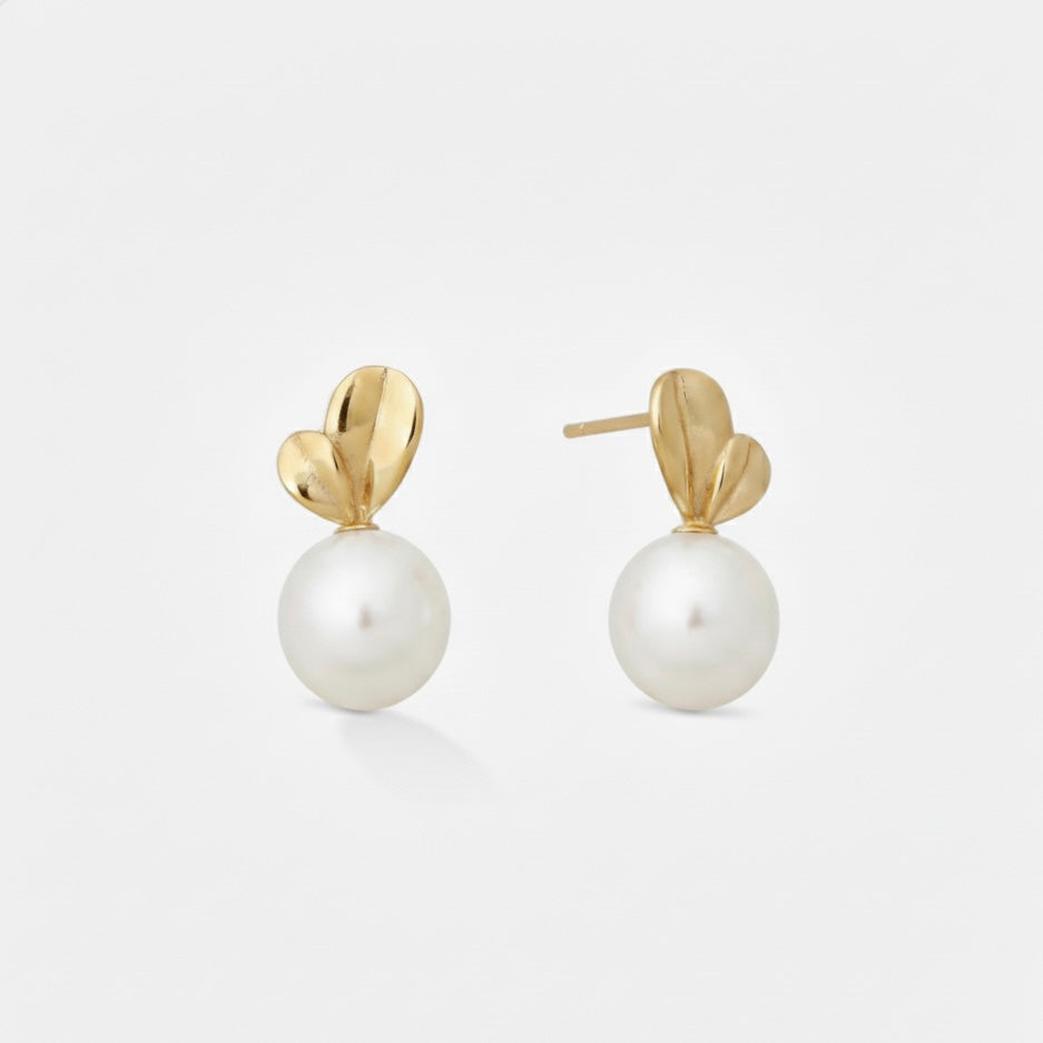 PEARL LEAF EARRINGS Gold