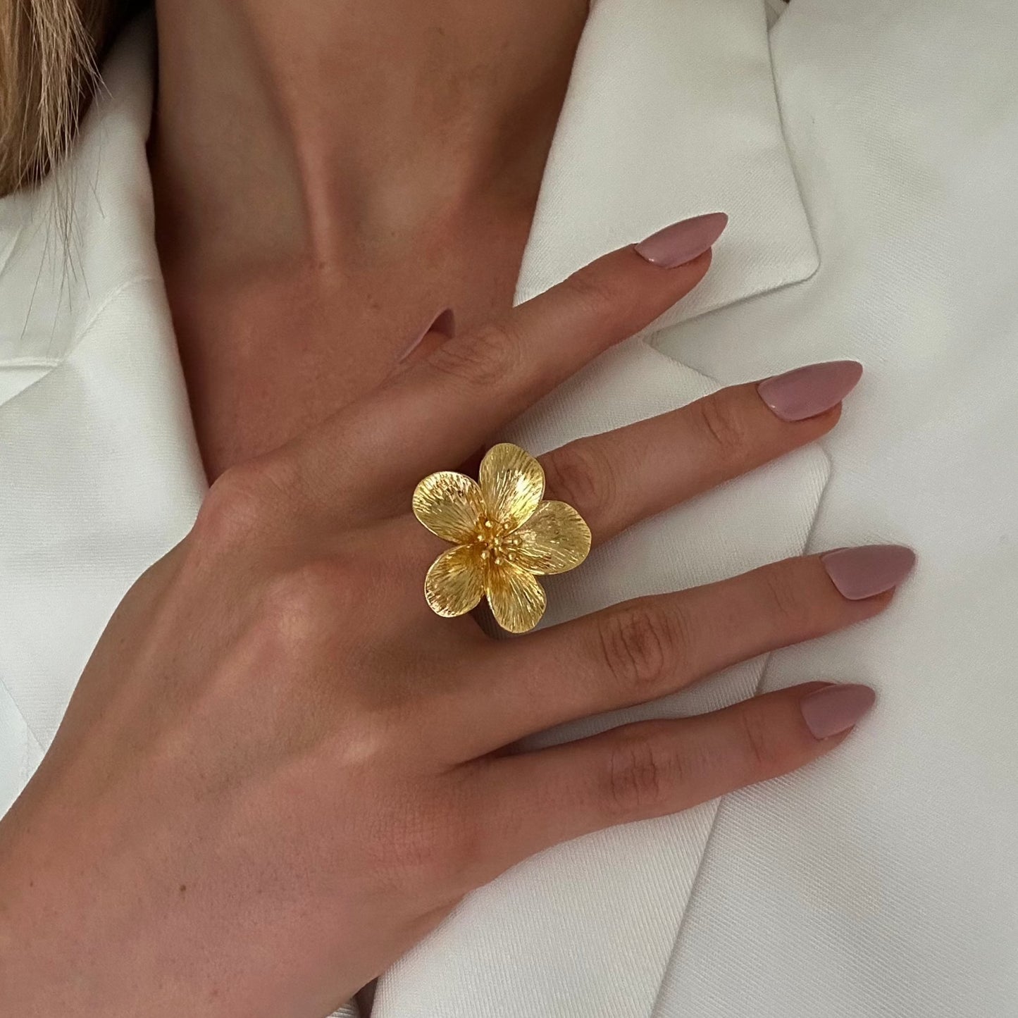 LARGE FLOWER RING Gold