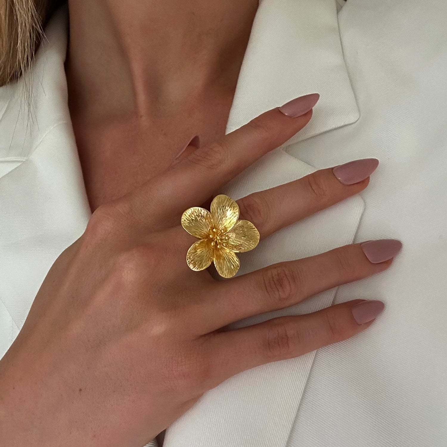 Flower Bouquet Big Flower Design Gold Ring BYBORN Large Flower