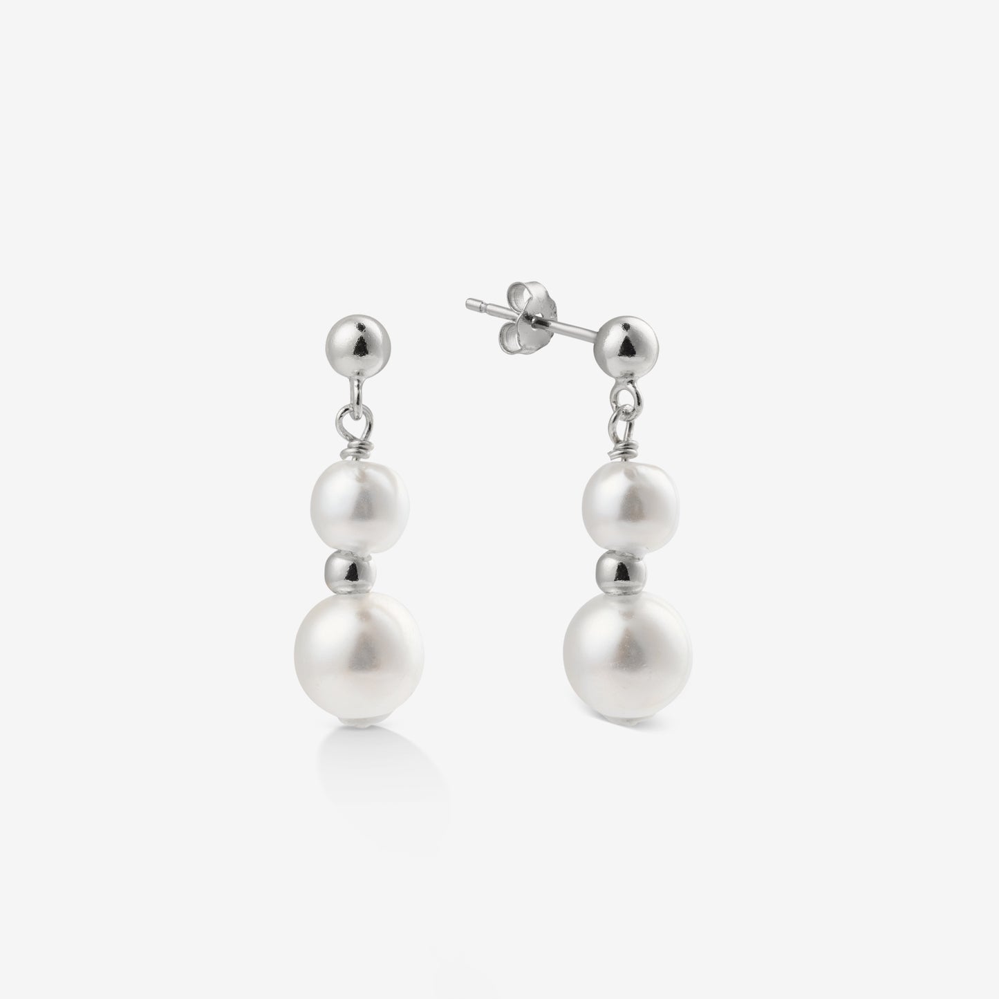 DUO PEARL DROP EARRINGS Silver