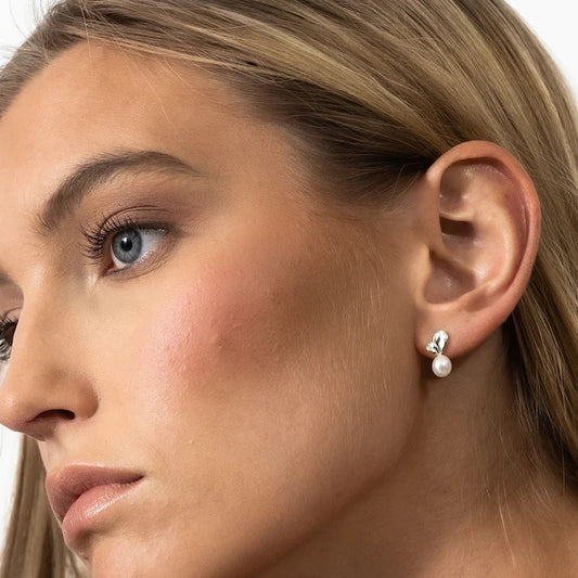 PEARL LEAF EARRINGS Silver